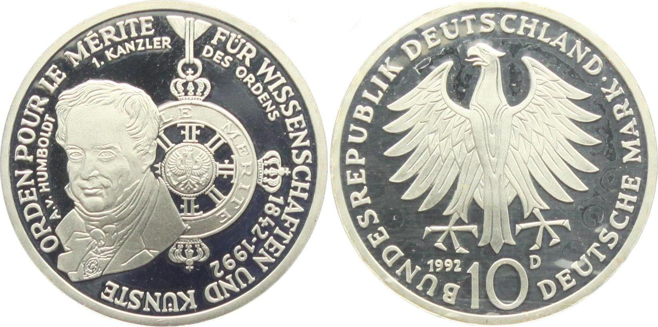 Deutschland 10 DM 1992 D Pour le Merite PP - in Kapsel | MA-Shops