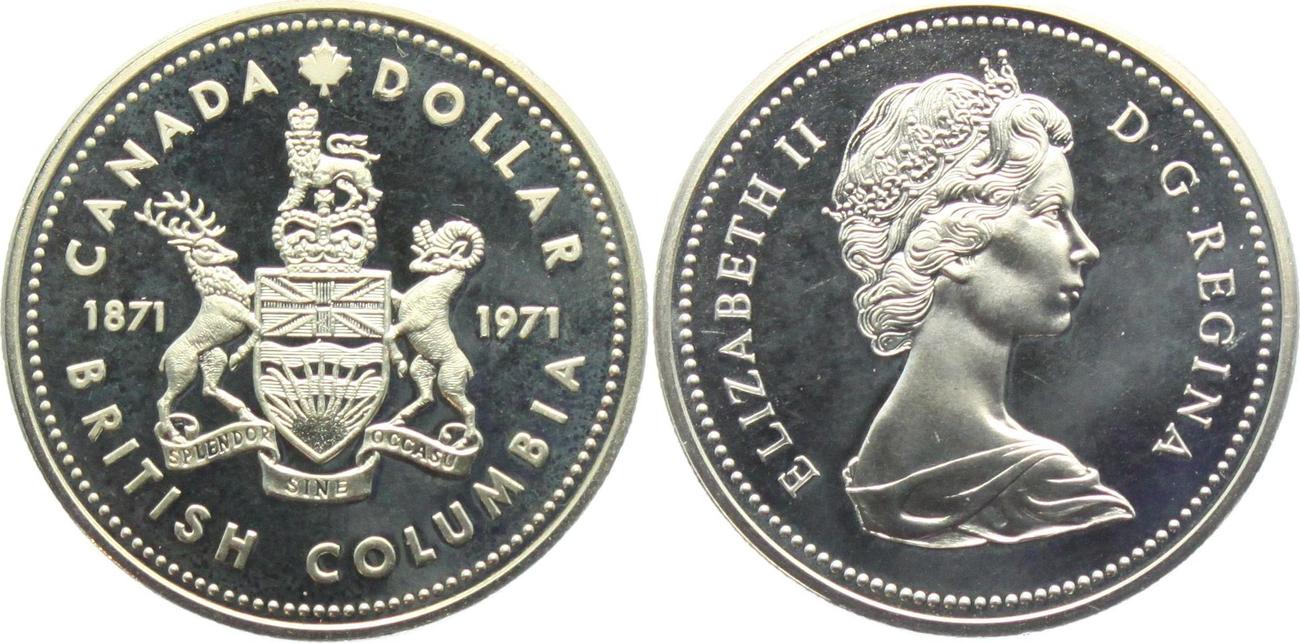 Kanada 1 Dollar - Silber 1971 British Columbia PL - Proof like in ...