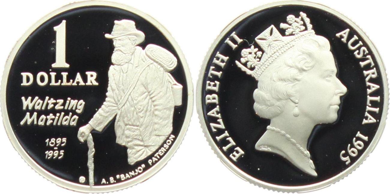 Australien 1 Dollar 1995 Waltzing Mathilda Proof mit Box+ Zertifikat ...