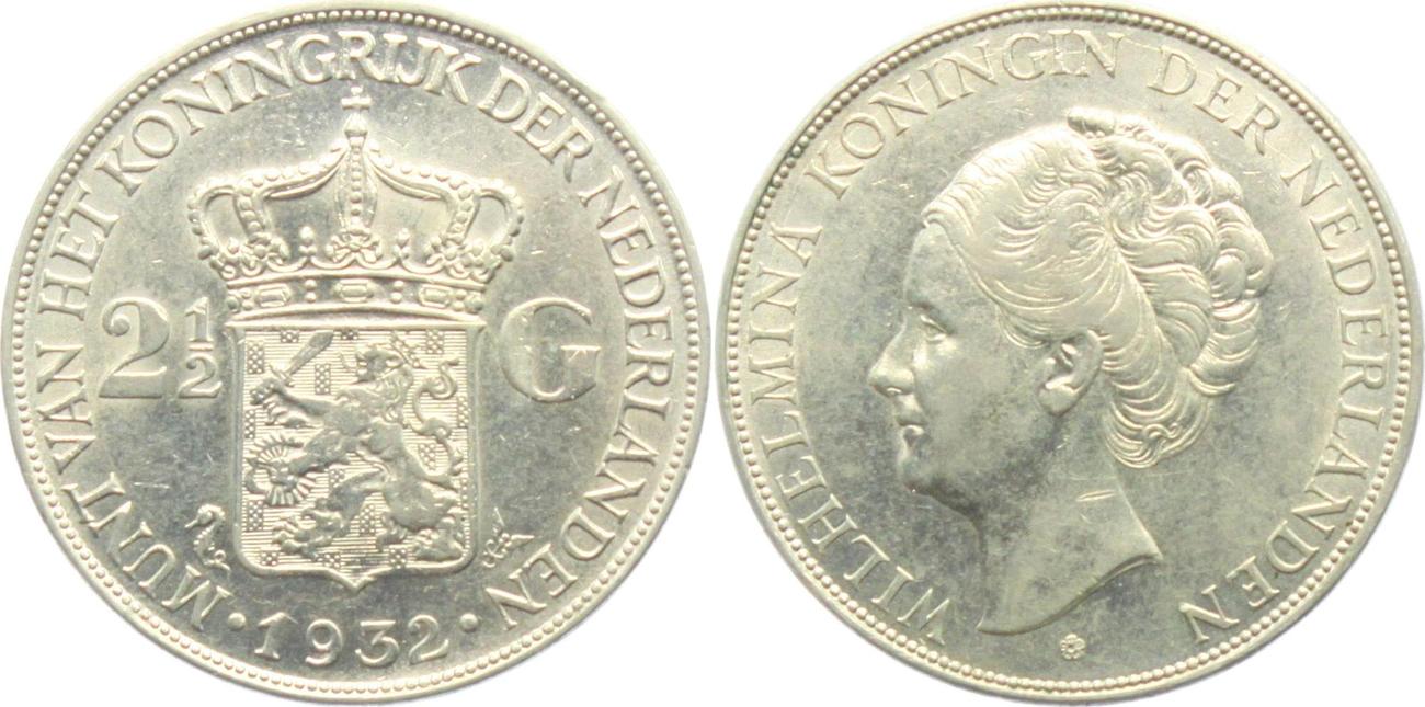 Niederlande 2 1/2 Gulden 1932 Wilhelmina (1890 - 1948) EF | MA-Shops