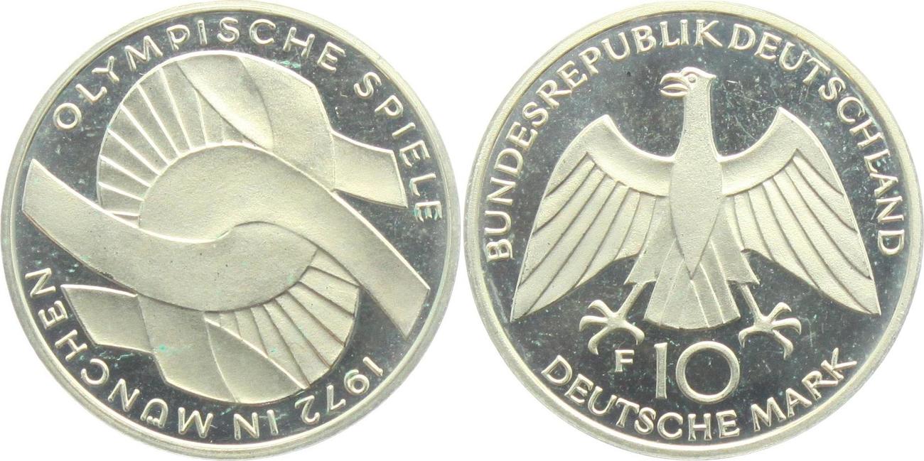 Deutschland 10 Mark 1972 F Olympische Spiele 1972 in München verschlungene Arme Proof in