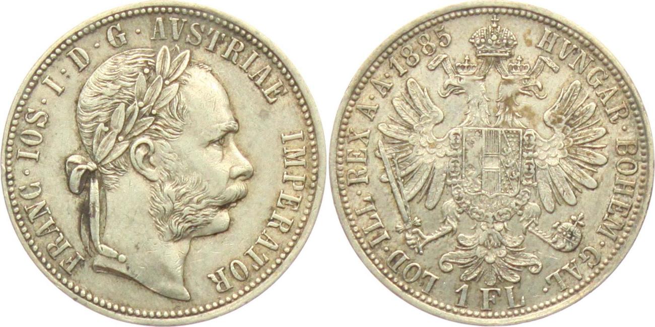 Österreich Ungarn 1 Florin 1 Gulden 1885 Franz Joseph I 1848 1916 EF MA Shops