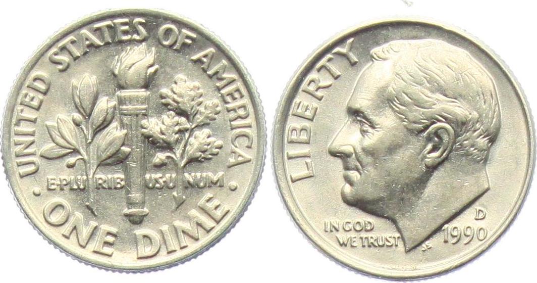 USA 1990 D 1 Dime - Roosevelt EF | MA-Shops