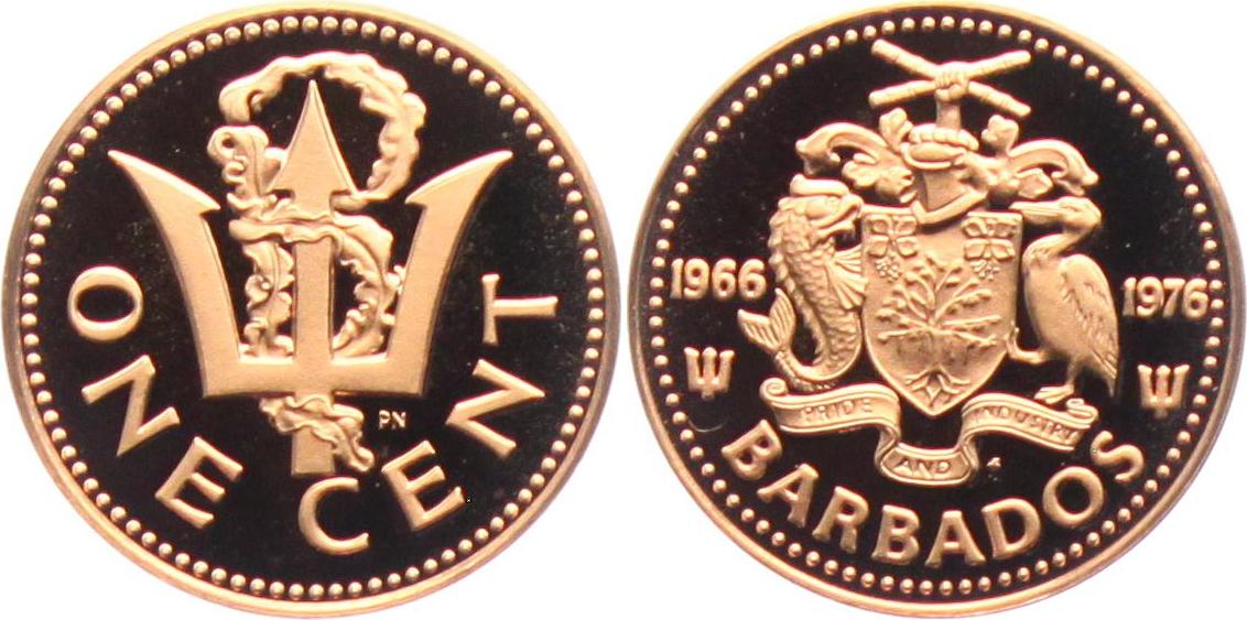 Barbados 1 Cent 1976 Dreizack Proof MA Shops   50387 250 46095 Barbados 1pl2 