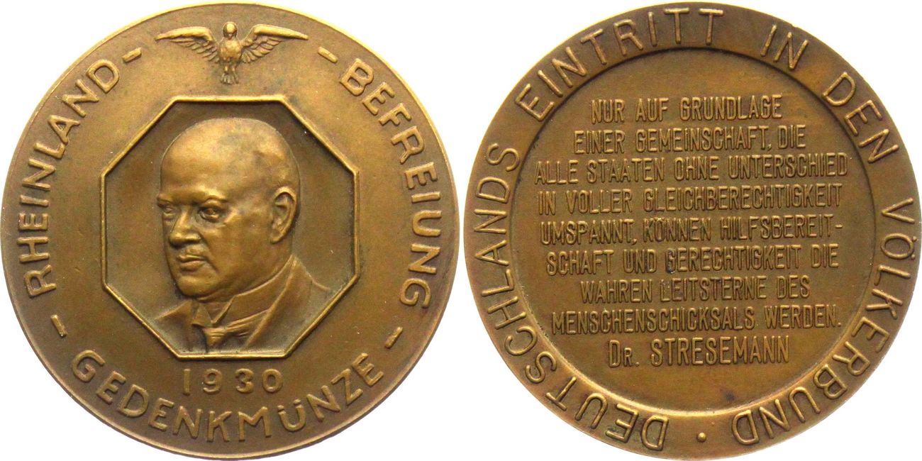 Weimarer Republik Deutschland Medaille 1930 Rheinlandbefreiung Und 
