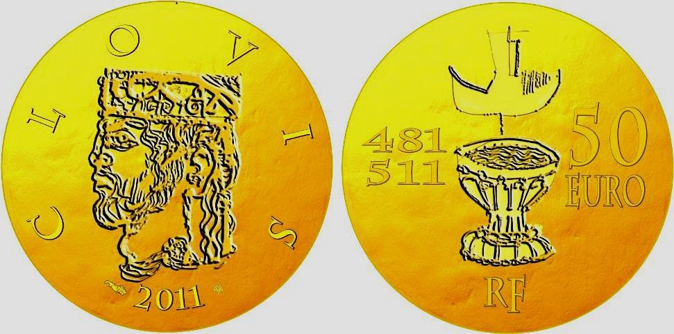 Frankreich 50 Euro 2011 König Clodwig Proof mit Box+ ...