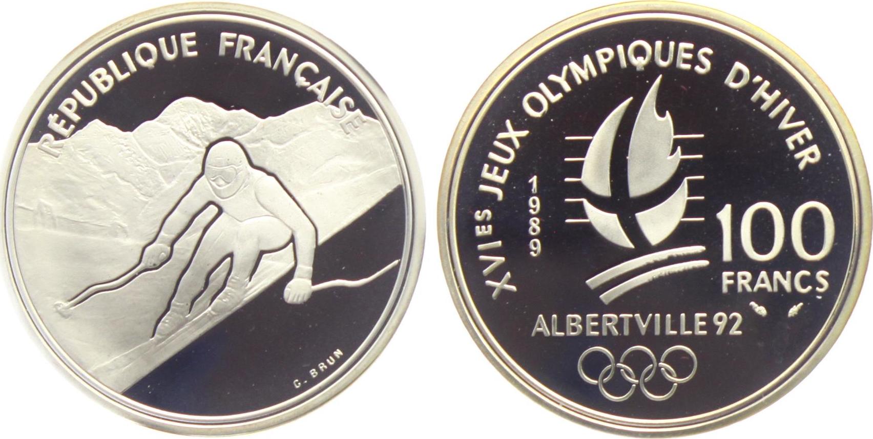 Frankreich 100 Francs 1989 Olympische Spiele 1992 in Albertville ...