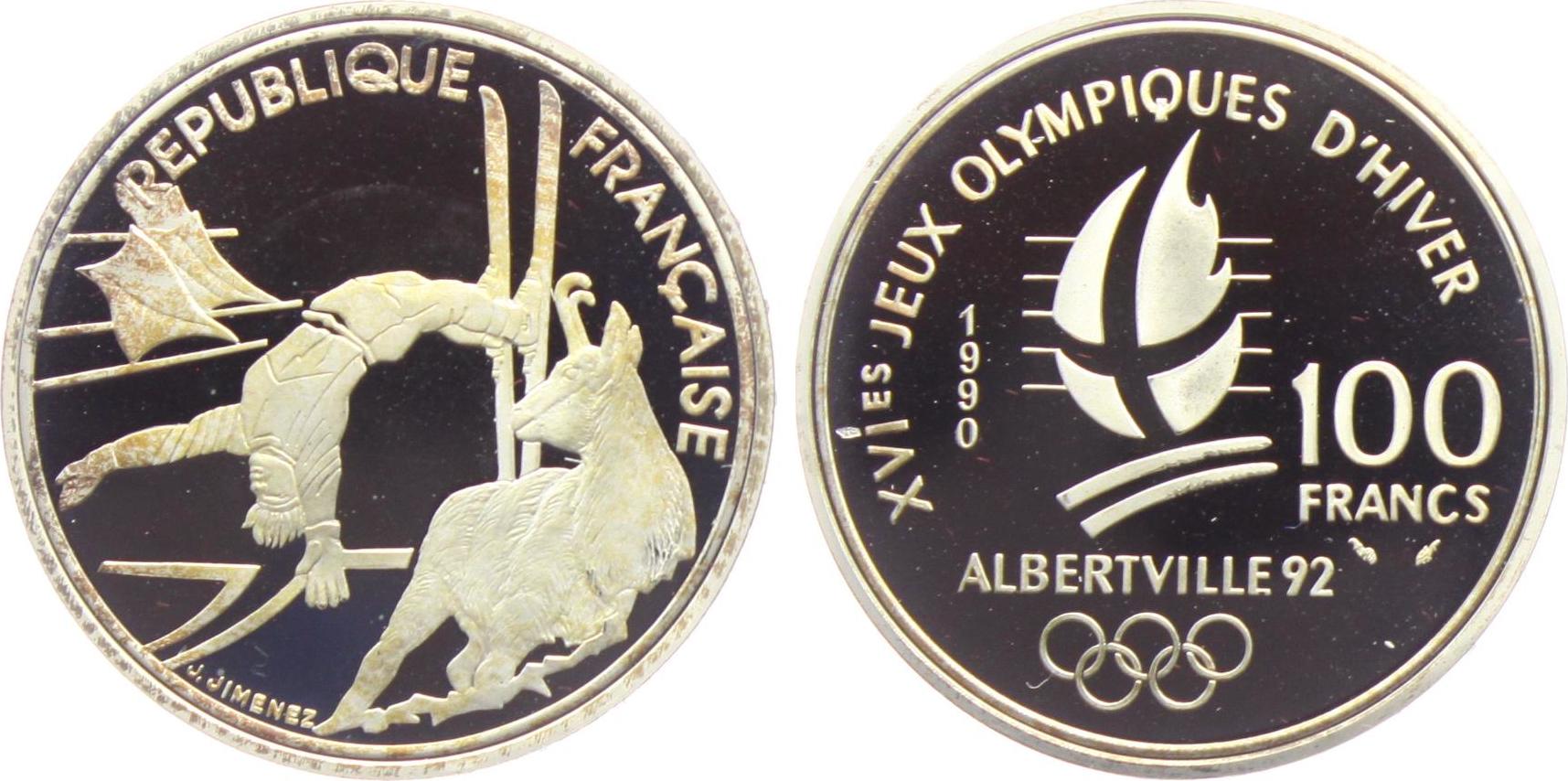 Frankreich 100 Francs 1990 Olympische Spiele 1992 in Albertville ...