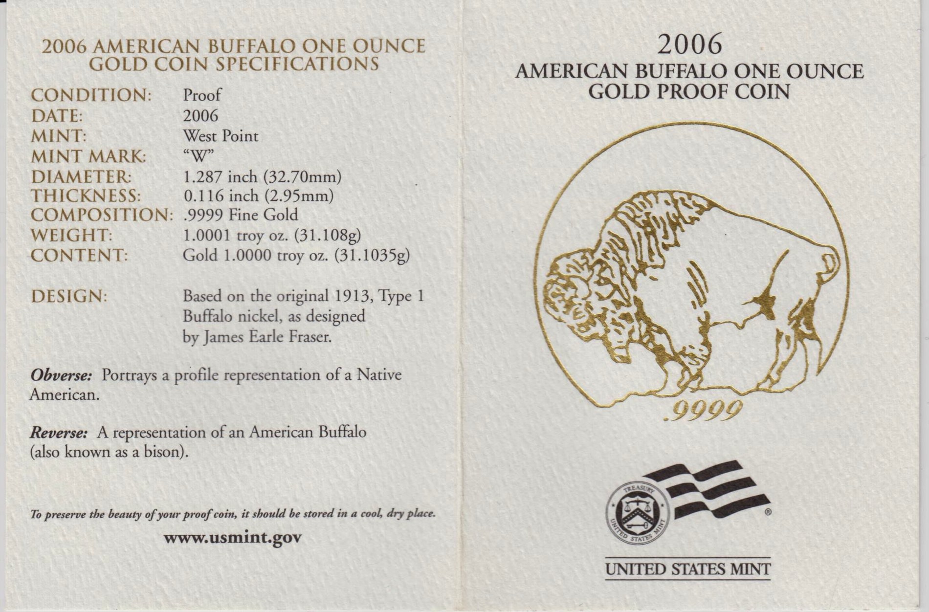 USA 50 Dollar 2007 W American Buffalo - 1 Unze Proof in Original