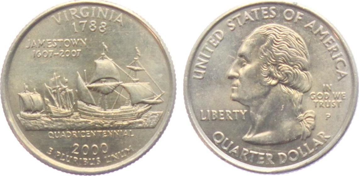 1 usa. Монета Virginia 1788 Quarter Dollar. Quarter Dollar 2000 монета. Квартер доллар 2000. Монета USA Quarter Dollar.