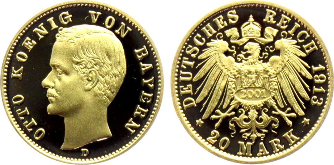 20 Mark/NP 1913/2001/NP König Otto von Bayern (1886-1913) Proof mit ...