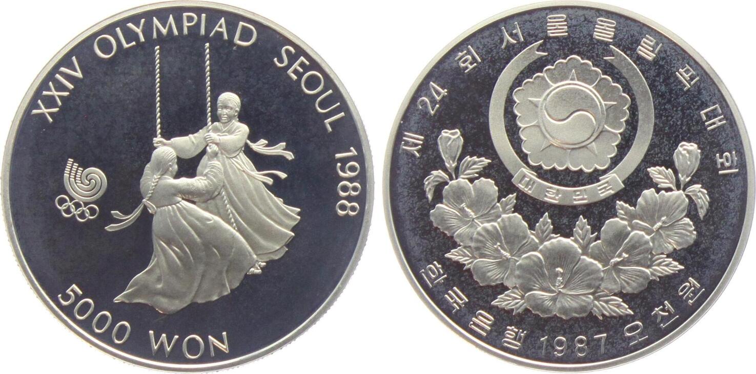 Южная Корея 5000 вон 1987 год - чеги чаги