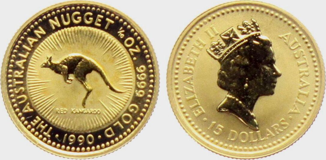 Australien 15 Dollar 1990 Nugget - Känguru BU | MA-Shops