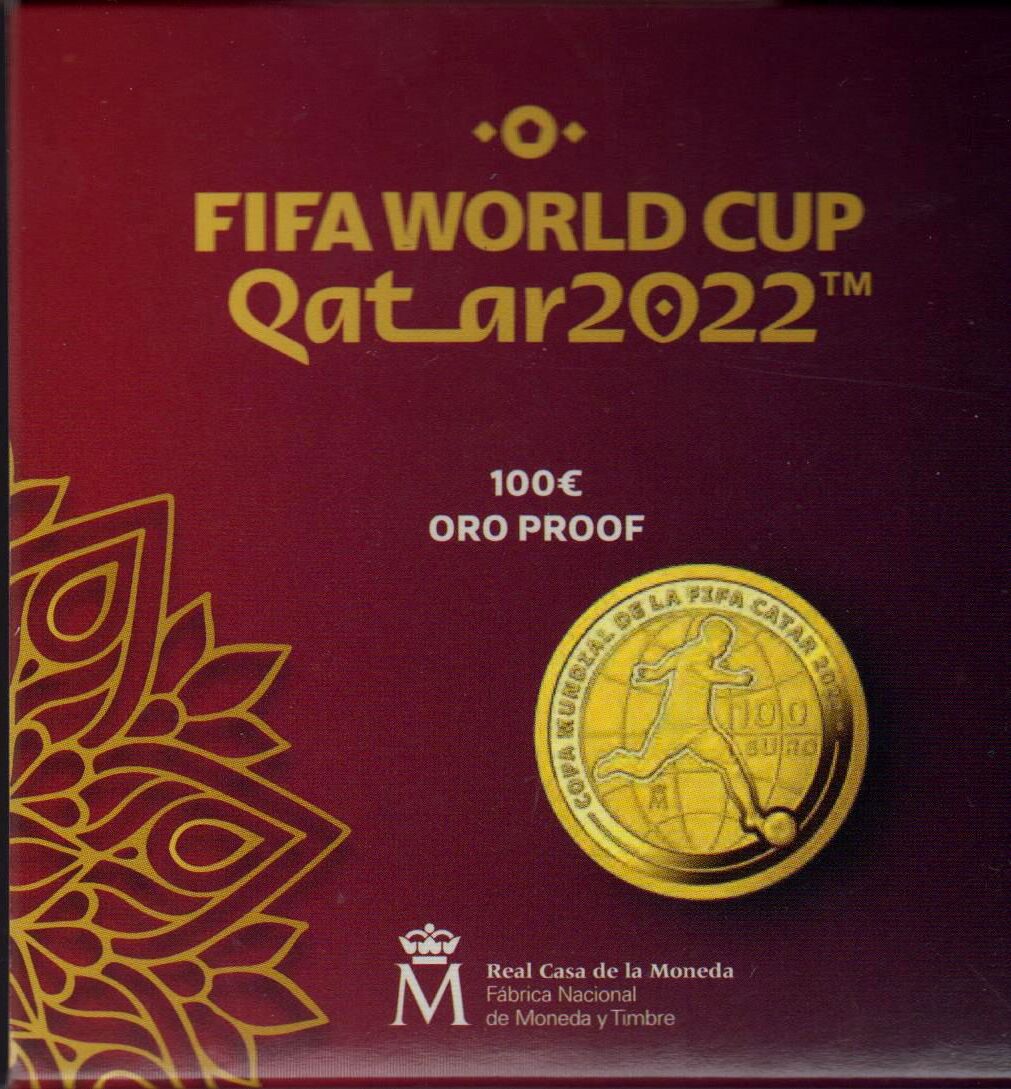 Spanien 100 Euro 2021 Fifa Fussball Wm Quatar 2022 Proof In Box Umkarton Und Zertifikat Ma Shops