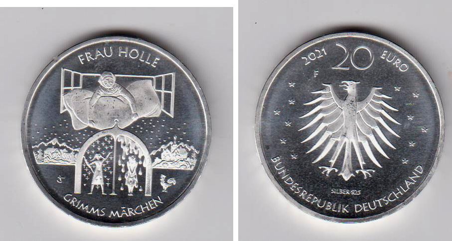 Deutschland Brd 20 Euro 2021 Frau Holle Gebruder Grimm Marchen Bu Ma Shops