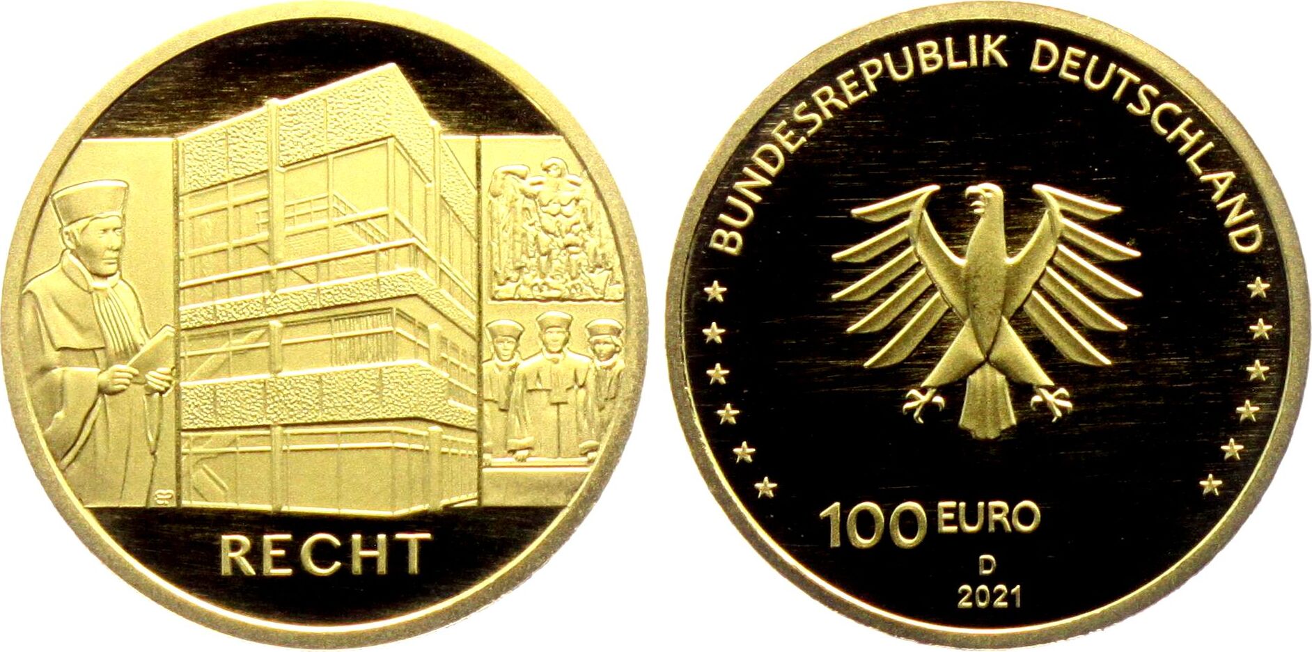 Deutschland 100 Euro 2021 D Säulen der Demokratie - Recht BU (MS65-70 ...
