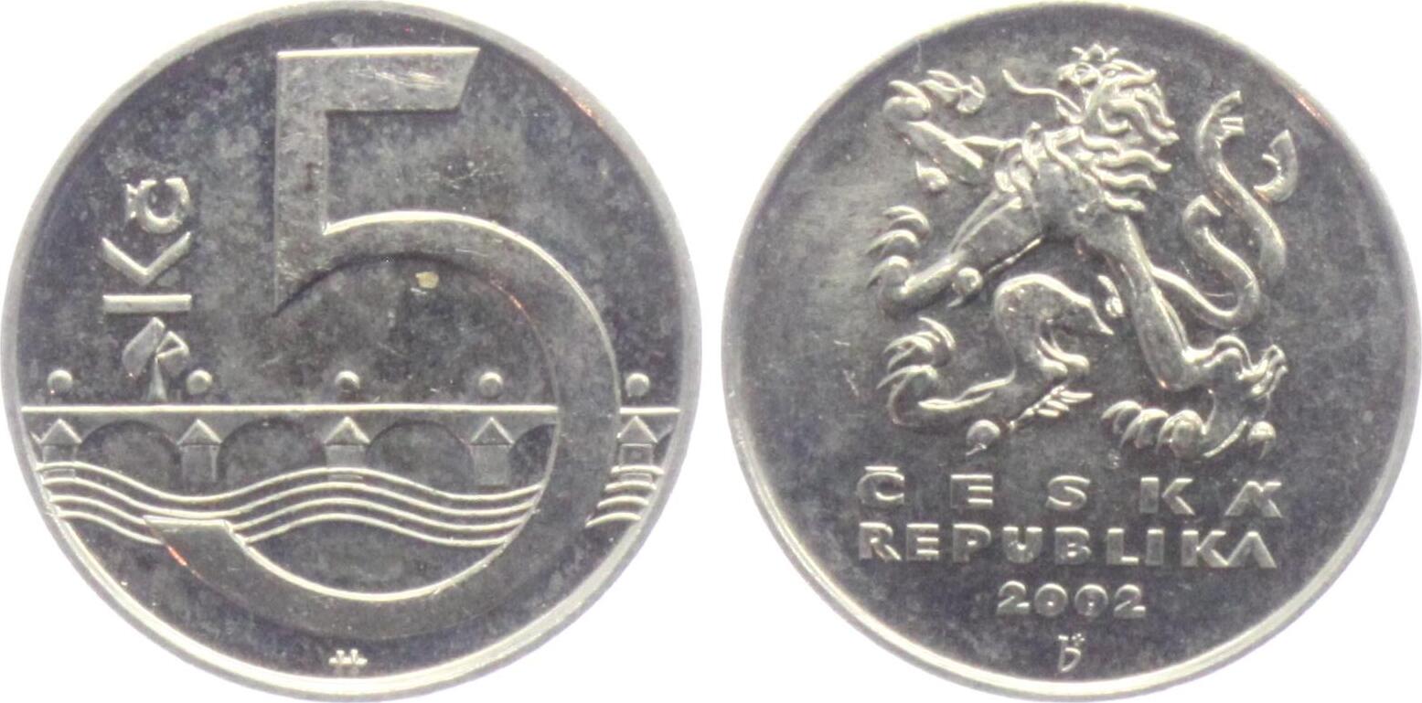 5 Korun 5 Kronen Tschechien 2002 5 Kronen Prf Pr gefrisch 5-korun-5-kronen-tschechien-2002-5-kronen-prf-pr-gefrisch