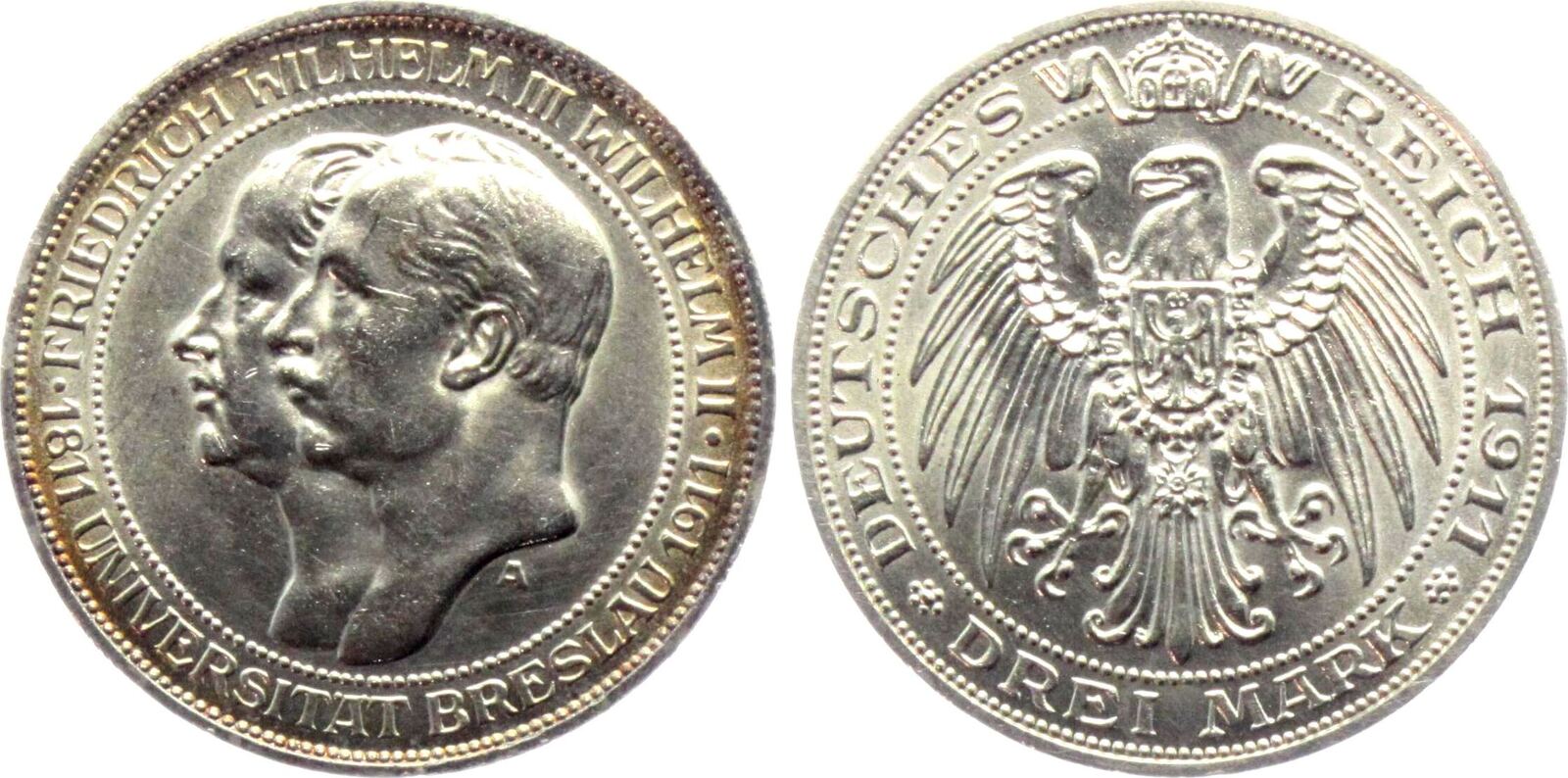 Preussen - Kaiserreich 3 Mark 1911 A Kaiser Wilhelm II. (1888-1918 ...