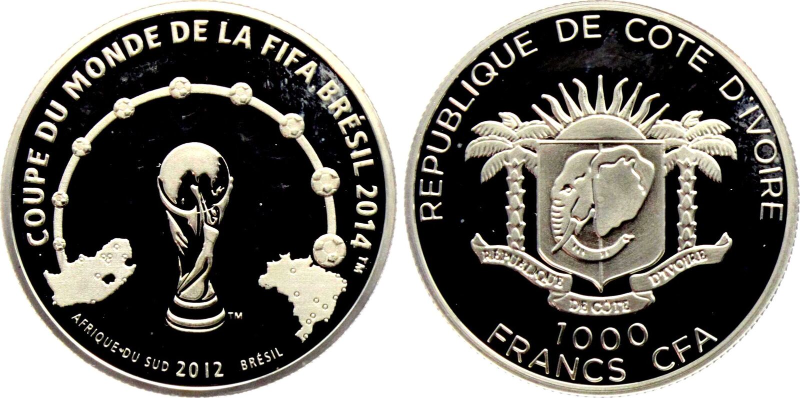 Elfenbeink ste 1 000 Francs 2012 Fu ball WM 2014 In Brasilien FIFA elfenbeink-ste-1-000-francs-2012-fu-ball-wm-2014-in-brasilien-fifa