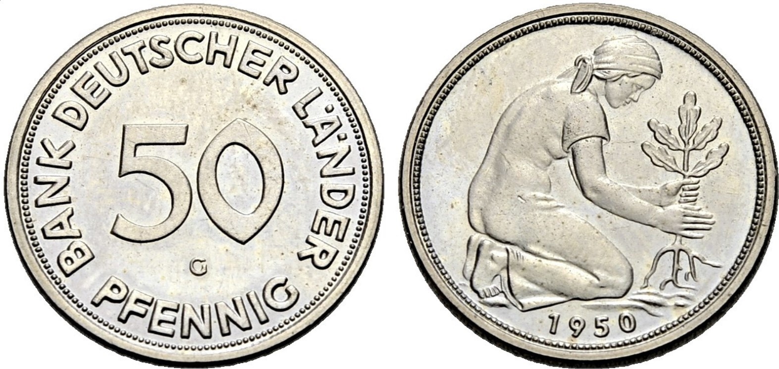 50 Pfennig Bank Deutscher Länder J Ohne Jahreszahl Deutschland 50 Pfennig Bank Deutscher Länder 1950 G BU | MA-Shops