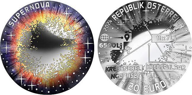 Österreich 20 Euro farbig 2024 Supernova Proof in Original-Box+ ...