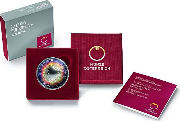 Österreich 20 Euro farbig 2024 Supernova Proof in Original-Box+ ...