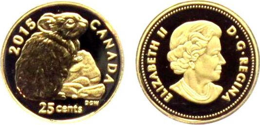 Kanada 25 Cents 2015 Felsenkaninchen Proof mit Box+ Echtheitszertifikat ...
