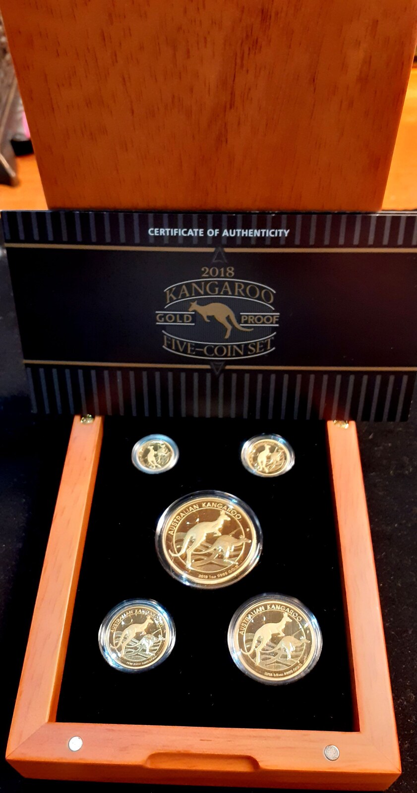 Australien 195 Dollar 2018 Känguru-Gold-Set (1, 1/2, 1/4, 1/10, 1/20 ...