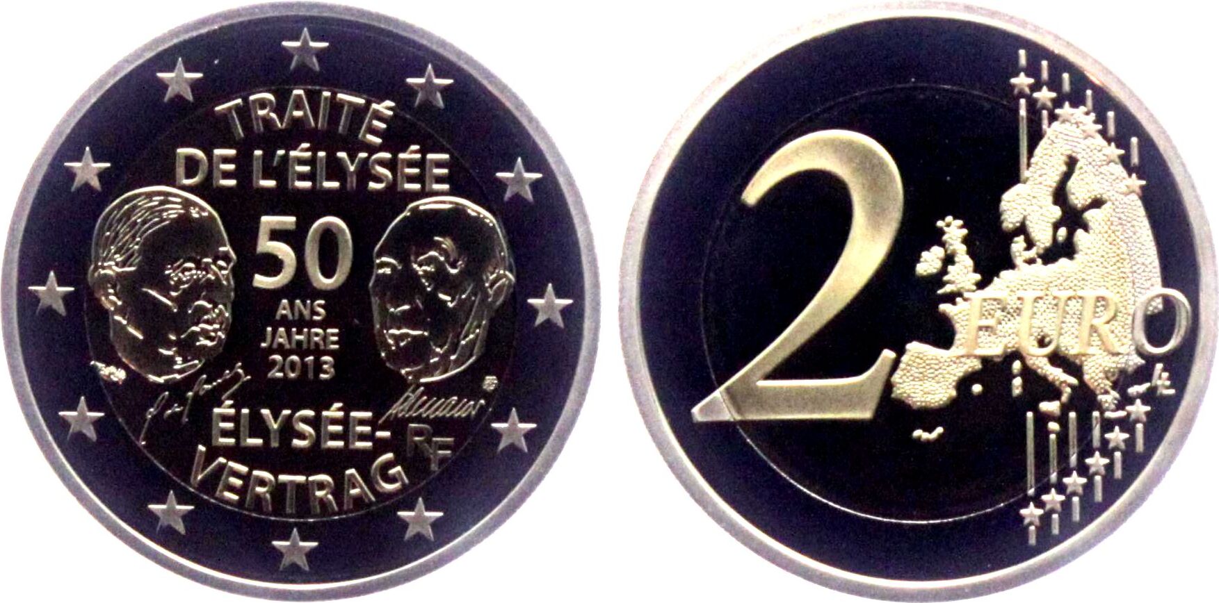 50 Jahre Elysee Vertrag 2 Euro Münze Frankreich 2 Euro 2013 50 Jahre Elysee Vertrag Proof in Original-Box