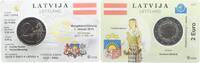 Lettland 2 Euro 2014 Staatswappen - Trachtenmädchen - Einführung des Euro unc auf Coincard