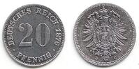 20 Pfennig 1876 C Kaiserreich Silberkursmünze - kleiner Adler f.st/Rf