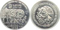 100 Pesos 1985 Mexico Fußball Weltmeisterschaft 1986 in Mexico - mexikanische Motive mit Ball st in Kapsel