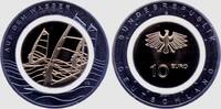 Deutschland - BRD 10 Euro BRD - 2021 - Auf dem Wasser - Surfer - 10 Euro - mit blau Niob veredelt - bfr. -