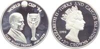 Turks- und Caicos Inseln 20 Crowns Fußball Weltmeisterschaft 1994 in USA - Jules Rimet mit Pokal -