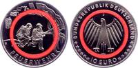 Deutschland 10 Euro Feuerwehr - Im Dienst der Gesellschaft - mit rotem Polymerring -