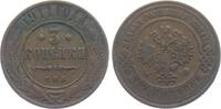 Russland 3 Kopeken Zar Nikolaus II. (1894-1917) -