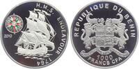 Benin 1000 Francs Segelschiff HMS Endeavour - Kompass -