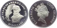 Cook Inseln 10 Dollars 500 Jahre Amerika - Fernando Magellan - erster Weltumsegler -