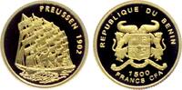Benin 1.500 Francs 1/25 Unze Goldmünze - Segelschiff Preussen von 1902 -