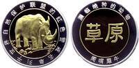 China Medaille c/n - versilbert/ teilvergoldet Breitmaulnashorn -