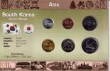 Korea Süd KMS - 666 Jeon Kursmünzensatz Korea Süd - 6 Werte - 1 Jeon - 500 Jeon -