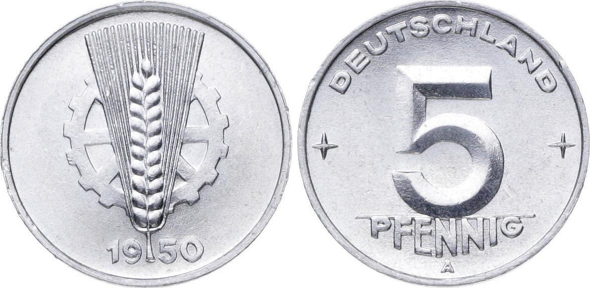 Deutsche Demokratische Republik 5 Pfennig 1950 A Prachtexemplar