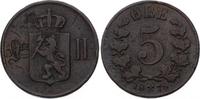 Norwegen 5 Öre 1 Oscar II. 1872-1905. -