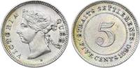 Malaysia-Straits Settlements 5 Cents Victoria 1837-1901. -