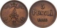 Finnland 5 Penniä 1 Alexander II. von Russland 1855-1881. -