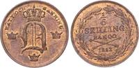Schweden 1/6 Skilling Oskar I. 1844-1859. -