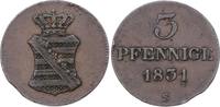 Sachsen-Albertinische Linie 3 Pfennig Anton 1827-1836. -
