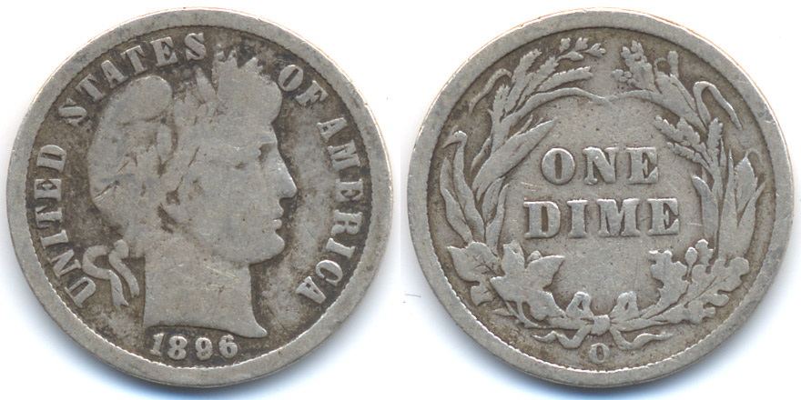 USA 1 Dime 1896 O Barber Dime gutes F | MA-Shops