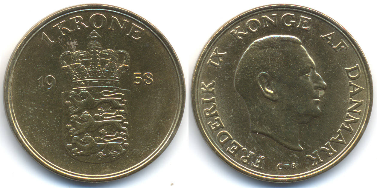 Dänemark Denmark 1 Krone 1958 Cs Frederik Ix 1947 1972 Vorzüglich Gereinigt Ma Shops 7298