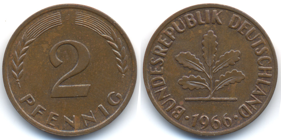 2 pfennig 1966 j nicht magnetisch